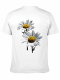 Daisy Flower Graphic Print Black T-Shirt