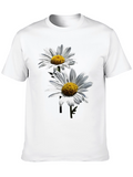 Daisy Flower Graphic Print Black T-Shirt