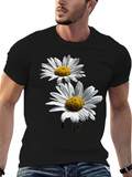 Daisy Flower Graphic Print Black T-Shirt