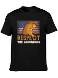 Respect the Groundhog American Flag T-Shirt