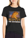 Respect the Groundhog American Flag T-Shirt
