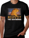 Respect the Groundhog American Flag T-Shirt