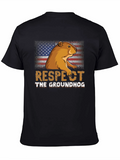 Respect the Groundhog American Flag T-Shirt