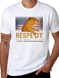 Respect the Groundhog American Flag T-Shirt