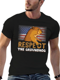 Respect the Groundhog American Flag T-Shirt