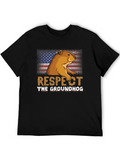 Respect the Groundhog American Flag T-Shirt