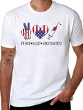 Peace Love Vaccinated USA Flag T-Shirt