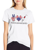Peace Love Vaccinated USA Flag T-Shirt