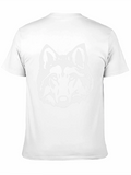 Black T-Shirt with White Wolf Head Graphic