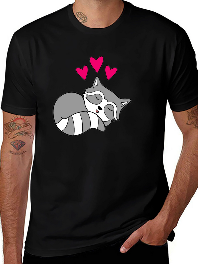 Sleeping Raccoon Graphic Tee - Cute Love Animal Shirt