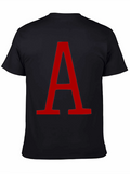 Bold Red Letter A Graphic Black T-Shirt