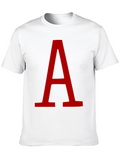 Bold Red Letter A Graphic Black T-Shirt