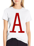 Bold Red Letter A Graphic Black T-Shirt