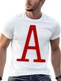 Bold Red Letter A Graphic Black T-Shirt
