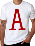 Bold Red Letter A Graphic Black T-Shirt