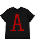 Bold Red Letter A Graphic Black T-Shirt