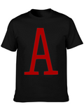 Bold Red Letter A Graphic Black T-Shirt