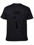Snake with Glasses Graphic Black T-Shirt