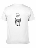 Coffee & Cat Graphic T-Shirt - Black