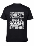 Respect Honesty Trust Loyalty Black Graphic T-Shirt