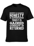 Respect Honesty Trust Loyalty Black Graphic T-Shirt