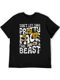 Pretty Face Beast Graphic T-Shirt - Black