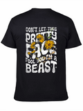 Pretty Face Beast Graphic T-Shirt - Black