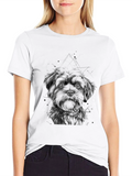 Dog Graphic Tee - Black Cotton Blend