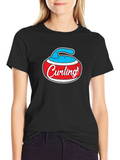 Curling Stone Graphic Tee - Black Cotton T-Shirt