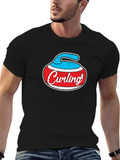 Curling Stone Graphic Tee - Black Cotton T-Shirt