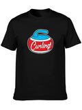 Curling Stone Graphic Tee - Black Cotton T-Shirt