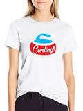 Curling Stone Graphic Tee - Black Cotton T-Shirt