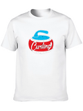 Curling Stone Graphic Tee - Black Cotton T-Shirt