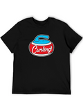 Curling Stone Graphic Tee - Black Cotton T-Shirt