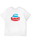 Curling Stone Graphic Tee - Black Cotton T-Shirt