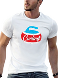 Curling Stone Graphic Tee - Black Cotton T-Shirt