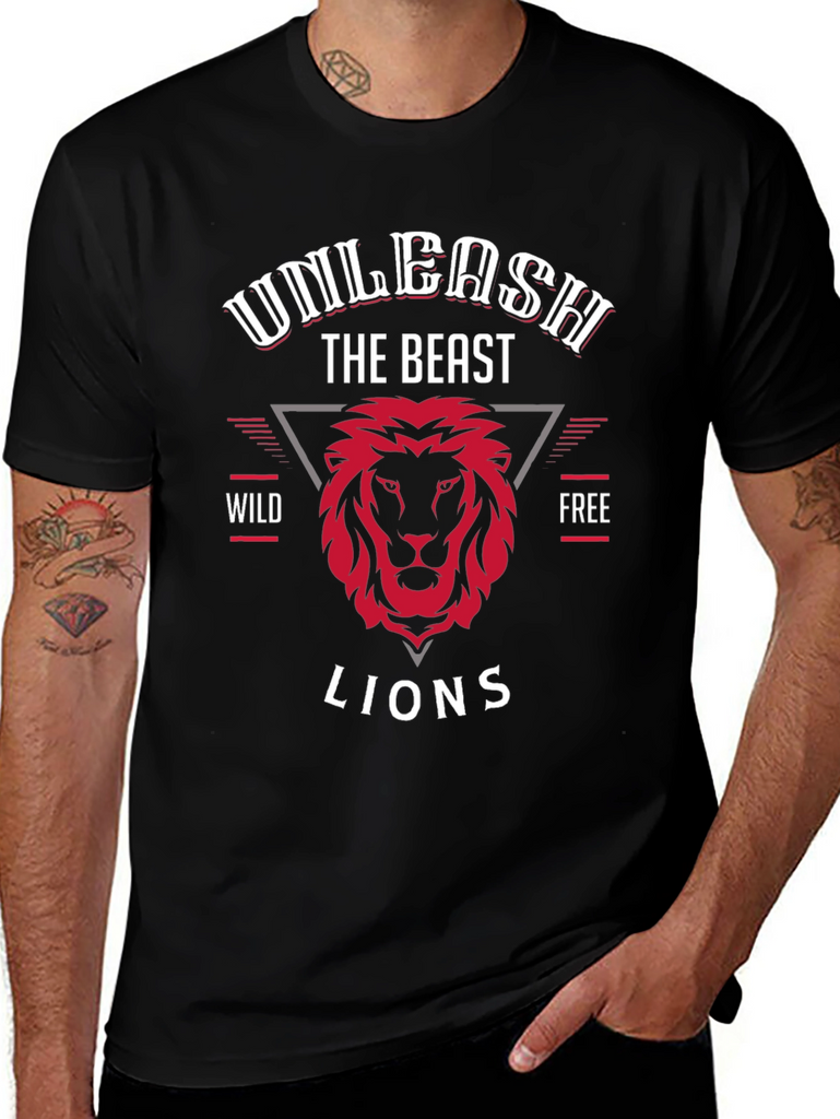 Unleash The Beast Lion Graphic T-Shirt