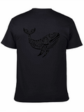 Tribal Whale Graphic Tee - Black