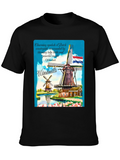 Netherlands Windmill Graphic T-Shirt