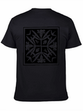 Geometric Floral Print Black T-Shirt