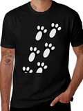 Black T-Shirt with Cute Paw Prints
