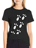 Black T-Shirt with Cute Paw Prints