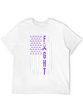 Fight T-Shirt Purple Ribbon American Flag Design