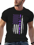 Fight T-Shirt Purple Ribbon American Flag Design
