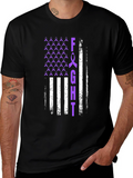 Fight T-Shirt Purple Ribbon American Flag Design