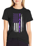 Fight T-Shirt Purple Ribbon American Flag Design