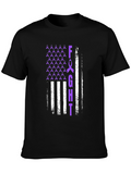 Fight T-Shirt Purple Ribbon American Flag Design