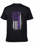 Fight T-Shirt Purple Ribbon American Flag Design