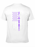 Fight T-Shirt Purple Ribbon American Flag Design