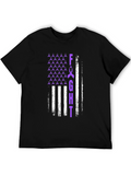 Fight T-Shirt Purple Ribbon American Flag Design
